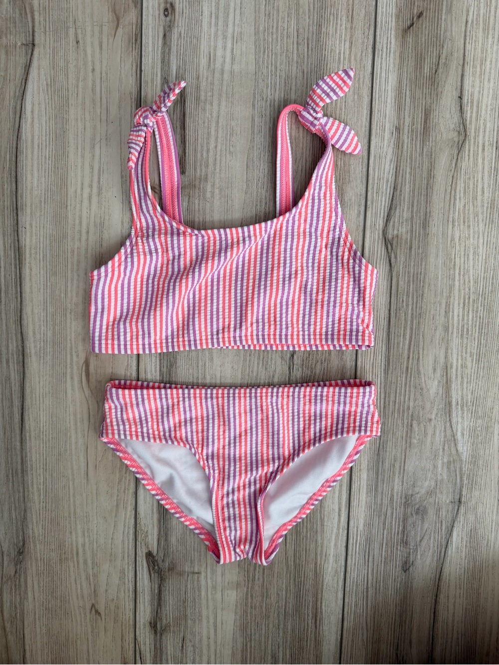 Cat & Jack Pink and White Striped Girls' Bikini Set